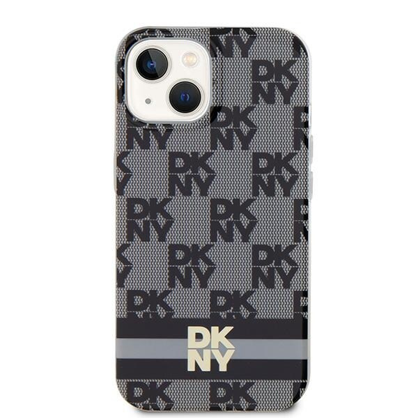 DKNY IML Checkered Mono Pattern & painettu raidat MagSafe tapauksessa iPhone 15/14/13 - musta