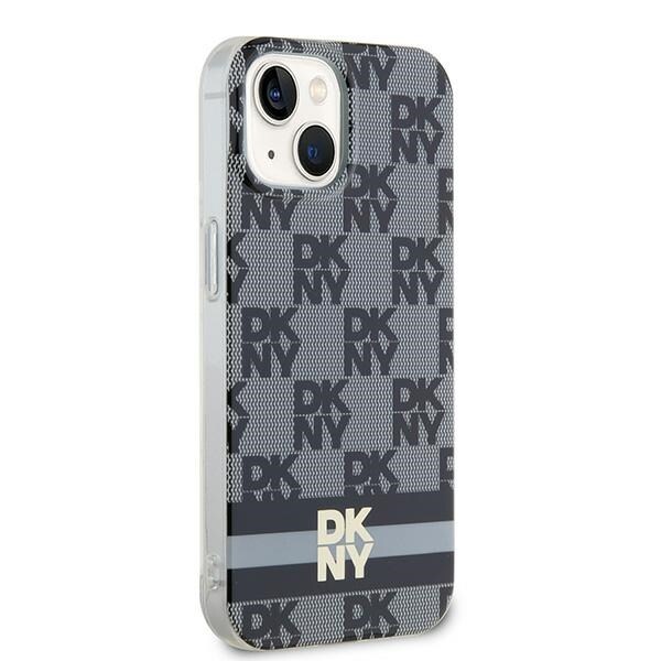 DKNY IML Checkered Mono Pattern & painettu raidat MagSafe tapauksessa iPhone 15/14/13 - musta