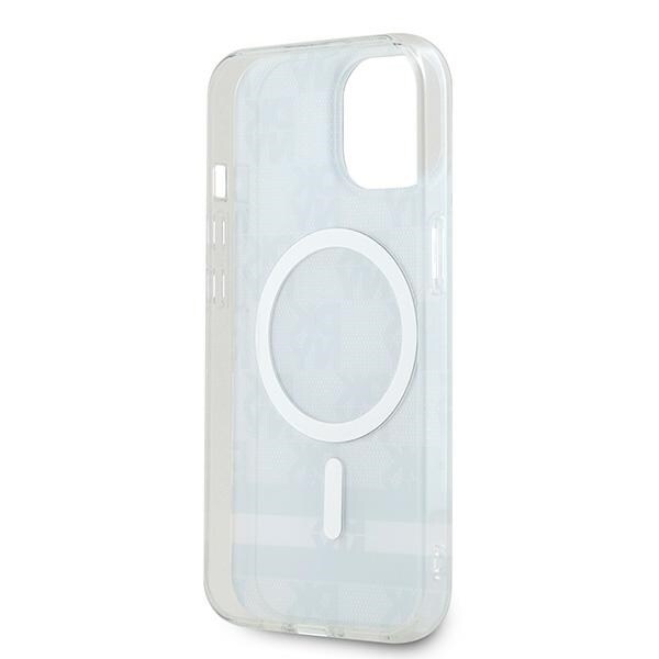 DKNY IML Checkered Mono Pattern & painettu raidat MagSafe tapauksessa iPhone 15/14/13 - musta