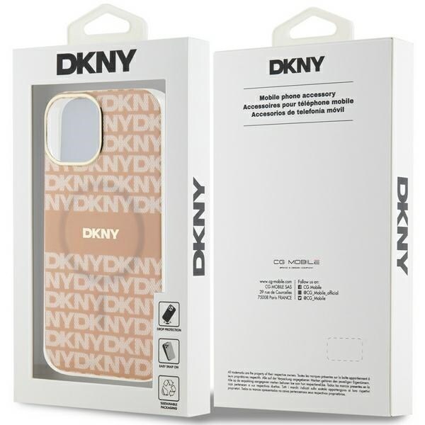 DKNY IML Mono & Stripe MagSafe tapauksessa iPhone 15 / 14 / 13 - vaaleanpunainen