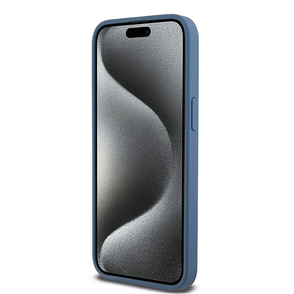 DKNY Nahka Monogrammi kuvio Metalli Logo MagSafe Kotelo iPhone 15 Pro Max - Sininen