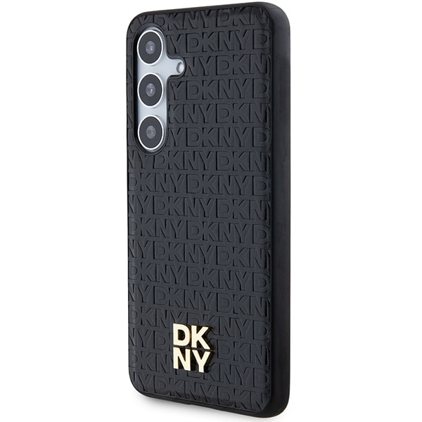 DKNY nahkakuvioinen metalli logo MagSafe tapauksessa Samsung Galaxy S24 - musta
