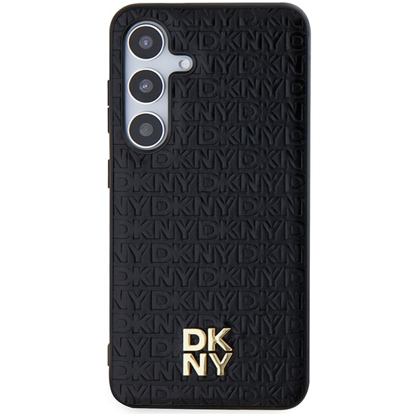DKNY nahkakuvioinen metalli logo MagSafe tapauksessa Samsung Galaxy S24 - musta