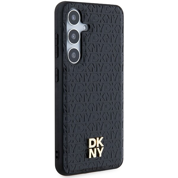 DKNY nahkakuvioinen metalli logo MagSafe tapauksessa Samsung Galaxy S24 - musta