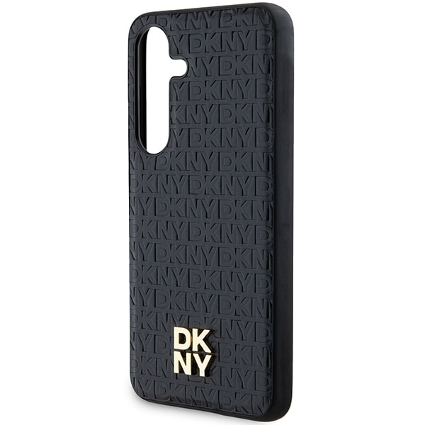 DKNY nahkakuvioinen metalli logo MagSafe tapauksessa Samsung Galaxy S24 - musta