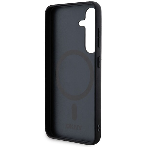 DKNY nahkakuvioinen metalli logo MagSafe tapauksessa Samsung Galaxy S24 - musta