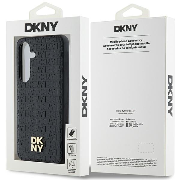 DKNY nahkakuvioinen metalli logo MagSafe tapauksessa Samsung Galaxy S24 - musta