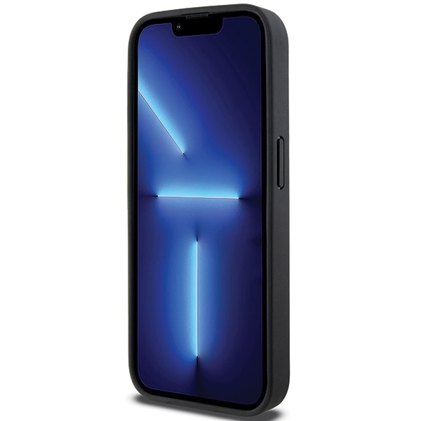 DKNY Nahka Painettu kuvio Metalli Logo MagSafe Kotelo iPhone 15 Pro - Musta