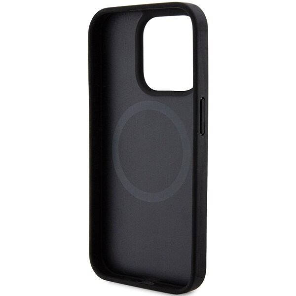 DKNY Nahka Painettu kuvio Metalli Logo MagSafe Kotelo iPhone 15 Pro - Musta