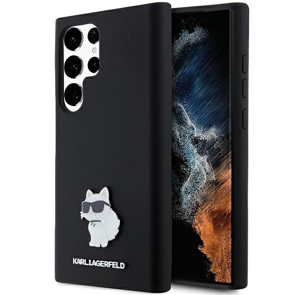 Karl Lagerfeld Silikoni Choupette Metal Pin tapauksessa Samsung Galaxy S24 Ultra - musta