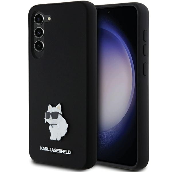 Karl Lagerfeld Silikoni Choupette Metal Pin tapauksessa Samsung Galaxy S24+ - musta