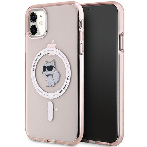Karl Lagerfeld IML Choupette MagSafe tapauksessa iPhone 11 / Xr - vaaleanpunainen