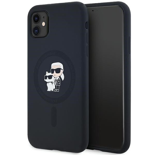 Karl Lagerfeld Silikoni Karl&Choupette MagSafe tapauksessa iPhone 11 / Xr - musta