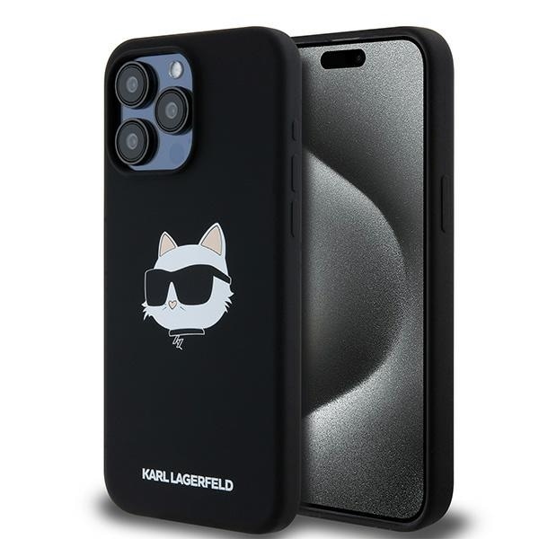 Karl Lagerfeld Silicone Choupette Head MagSafe kotelo iPhone 15 Pro - musta