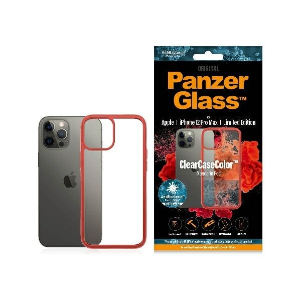 PanzerGlass ClearCase-kotelo iPhone 12 Pro Maxille - läpinäkyvä ja punainen