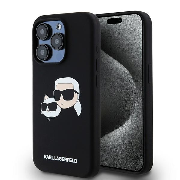 Karl Lagerfeld Silikoni Karl&Choupette MagSafe kotelo iPhone 15 Pro Max - musta