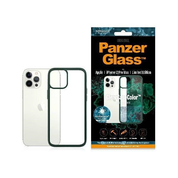 PanzerGlass ClearCase-kotelo iPhone 12 Pro Maxille - läpinäkyvä ja vihreä