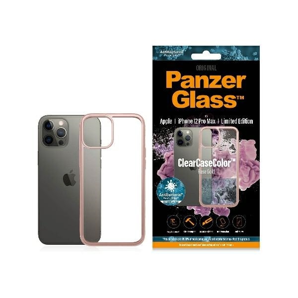 PanzerGlass ClearCase-kotelo iPhone 12 Pro Maxille - läpinäkyvä ja vaaleanpunainen