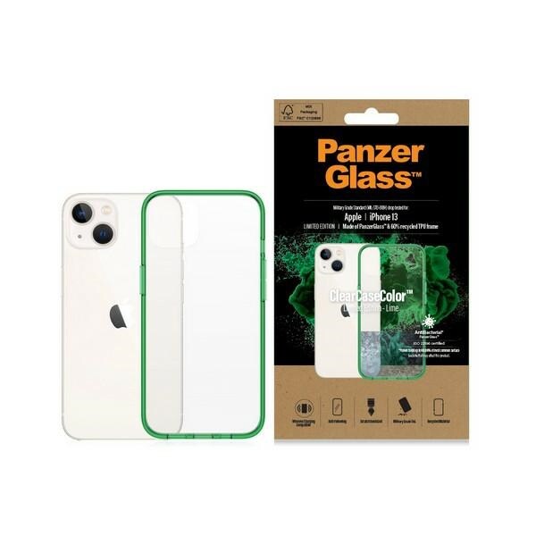 PanzerGlass ClearCase antibakteerinen Military Grade iPhone 13/14/15 - läpinäkyvä vihreä