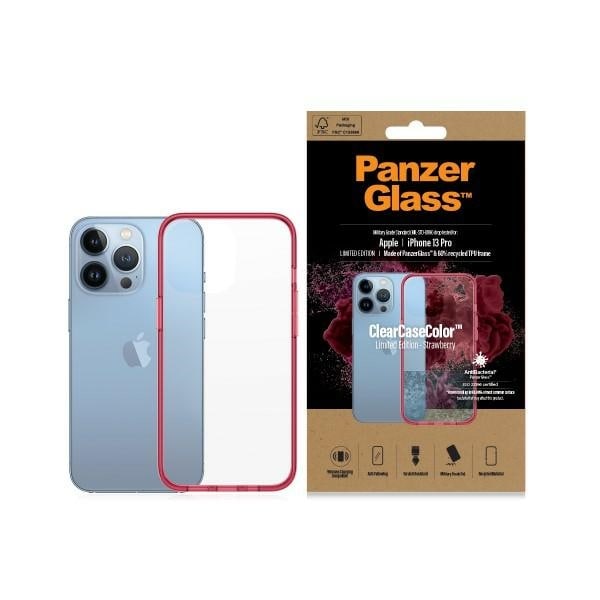 PanzerGlass ClearCase antibakteerinen Military Grade kotelo iPhone 13 Pro - läpinäkyvä vaaleanpun.