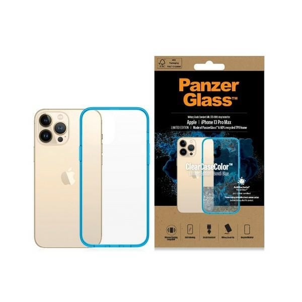 PanzerGlass ClearCase Antibacterial Military Grade Case for iPhone 13 Pro Max - Transparent Blue