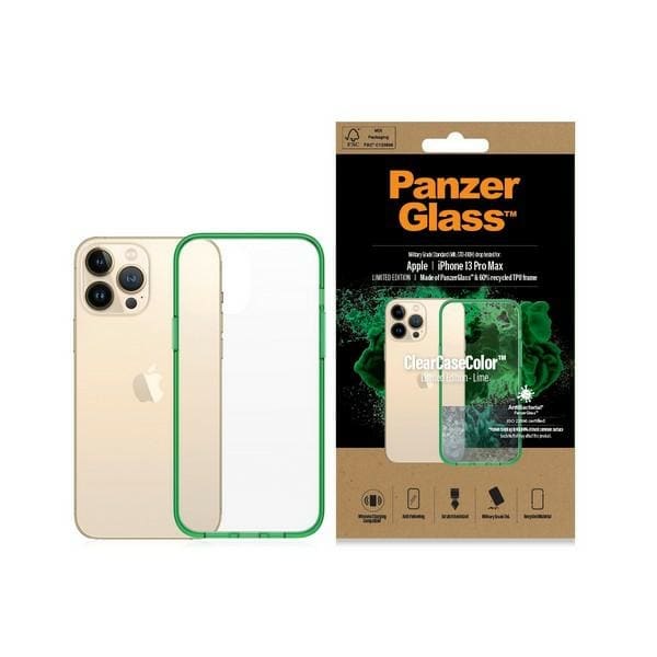 PanzerGlass ClearCase Military Grade Certified Antibacterial Case for iPhone 13 Pro Max - Vihreä