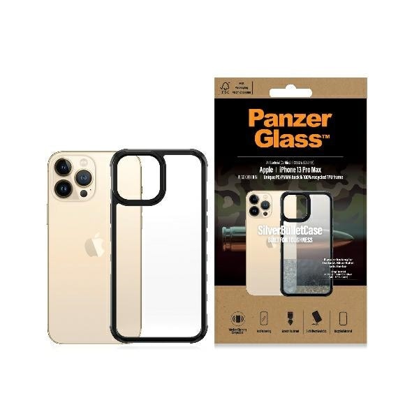 PanzerGlass ClearCase antibakteerinen Military Grade kotelo iPhone 13 Pro Max - läpinäkyvä/musta