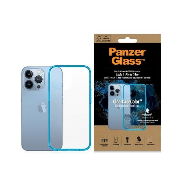 PanzerGlass ClearCase Antibacterial Military Grade Case for iPhone 13 Pro - Transparent Blue