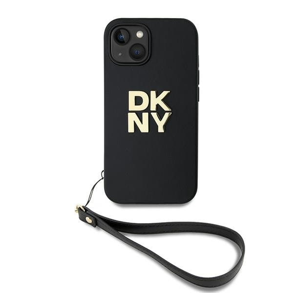 DKNY rannehihna Stock Logo tapauksessa iPhone 14 / 15 / 13 - musta
