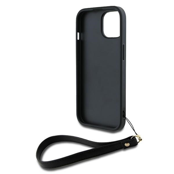 DKNY rannehihna Stock Logo tapauksessa iPhone 14 / 15 / 13 - musta