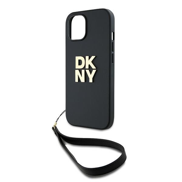 DKNY rannehihna Stock Logo tapauksessa iPhone 14 / 15 / 13 - musta