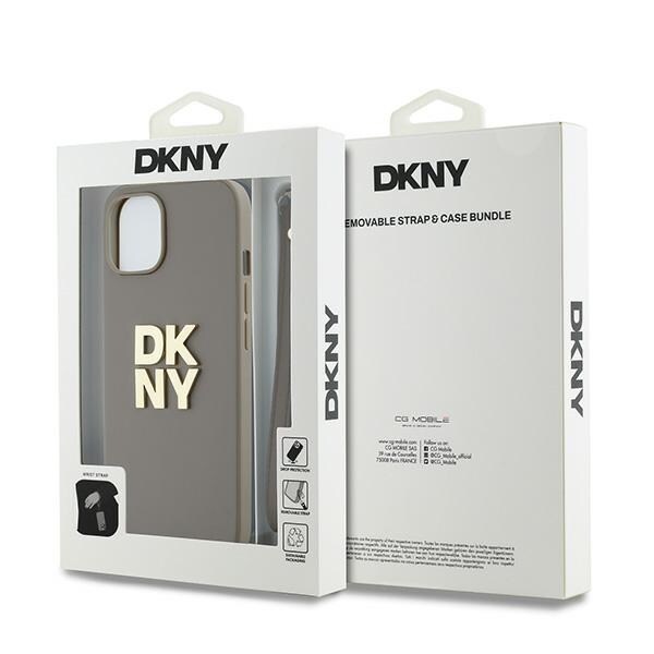 DKNY rannehihna Stock Logo tapauksessa iPhone 15 Plus - beige