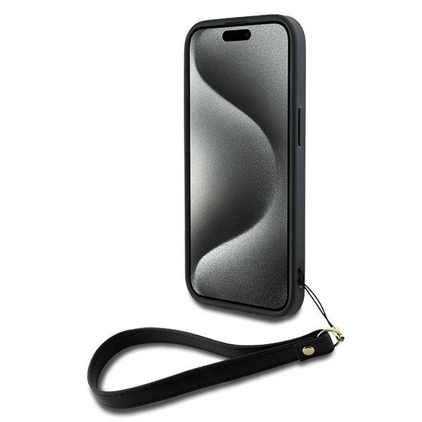 DKNY rannehihna Stock Logo tapauksessa iPhone 15 / 14 / 13 - musta