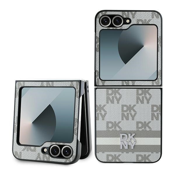 DKNY Checkered Pattern painettu raidat Kotelo Samsung Galaxy Z Flip 6 - Beige