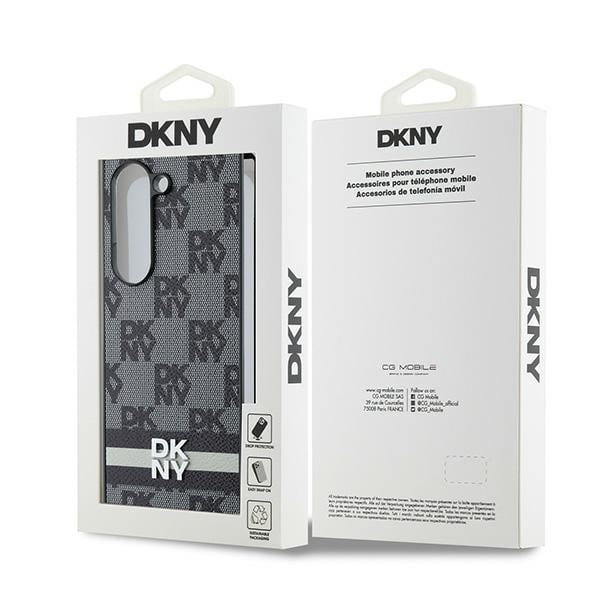 DKNY Ruudullinen kuvio Painettu raidat tapauksessa Samsung Galaxy Z Fold 6 - musta