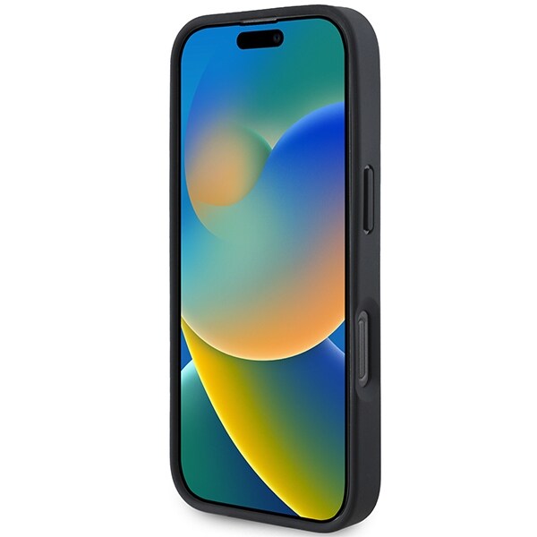 BMW Allekirjoitettu nahkainen ristikkäisten viivojen kuvio iPhone 16 Pro -kotelo - musta