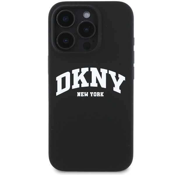 DKNY Silikoni Valkoinen painettu logo MagSafe tapauksessa iPhone 16 Pro Max - musta