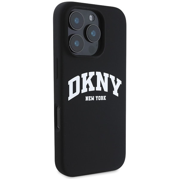 DKNY Silikoni Valkoinen painettu logo MagSafe tapauksessa iPhone 16 Pro Max - musta