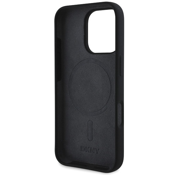 DKNY Silikoni Valkoinen painettu logo MagSafe tapauksessa iPhone 16 Pro Max - musta