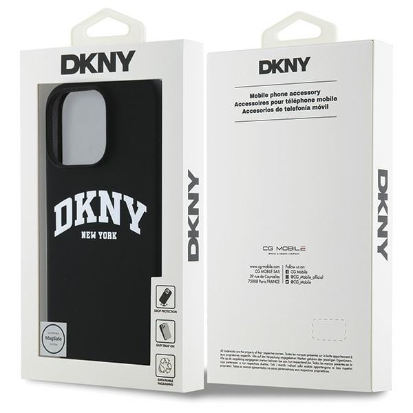 DKNY Silikoni Valkoinen painettu logo MagSafe tapauksessa iPhone 16 Pro Max - musta
