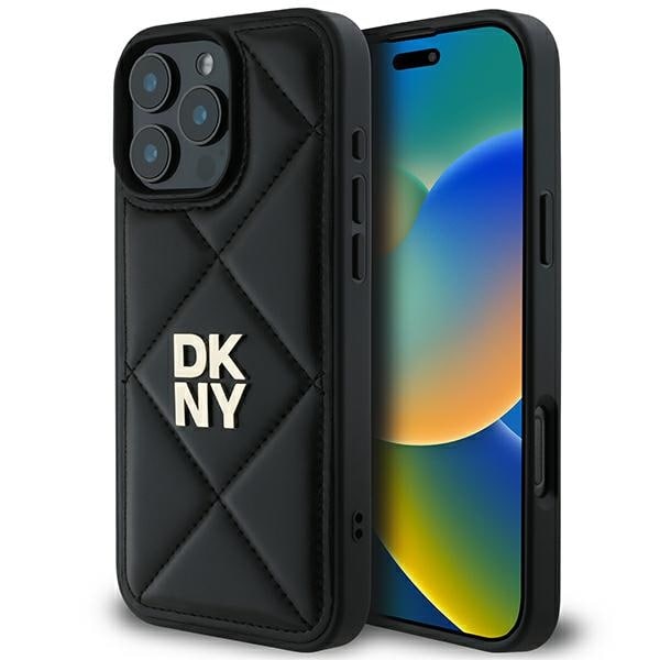 DKNY tikattu pino logo iPhone 16 Pro Case - musta