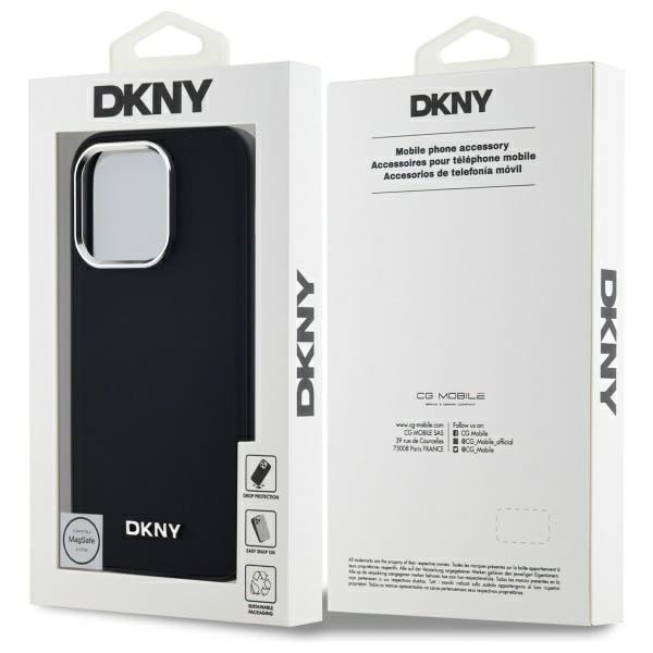 DKNY Plain Logo MagSafe iPhone 14 Pro Case - Musta