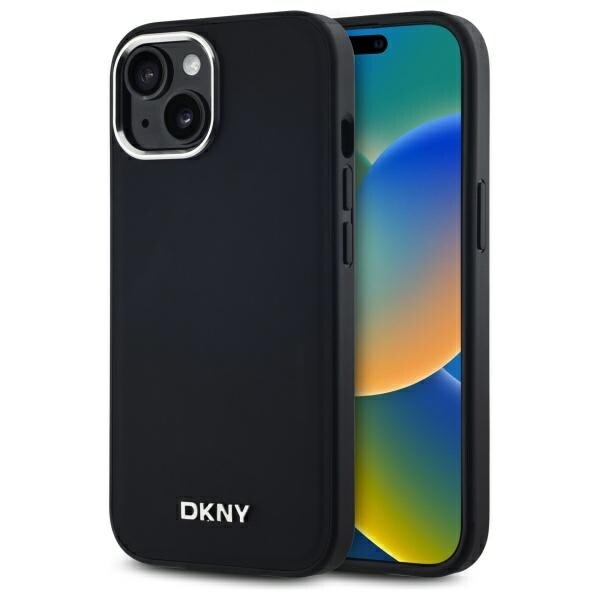 DKNY Plain Logo MagSafe iPhone 14 Kotelo - Musta