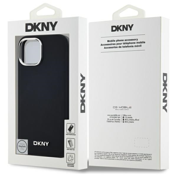 DKNY Plain Logo MagSafe iPhone 14 Kotelo - Musta