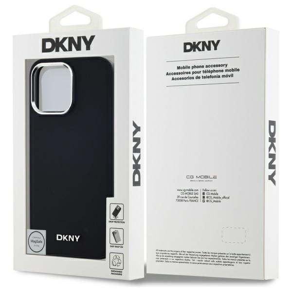 DKNY Plain Logo MagSafe iPhone 14 Pro Max Case - Musta