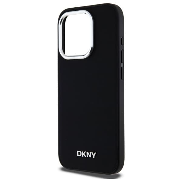 DKNY Plain Logo MagSafe iPhone 15 Pro Case - Musta