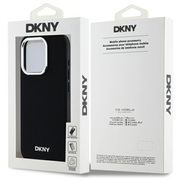 DKNY Plain Logo MagSafe iPhone 15 Pro Case - Musta