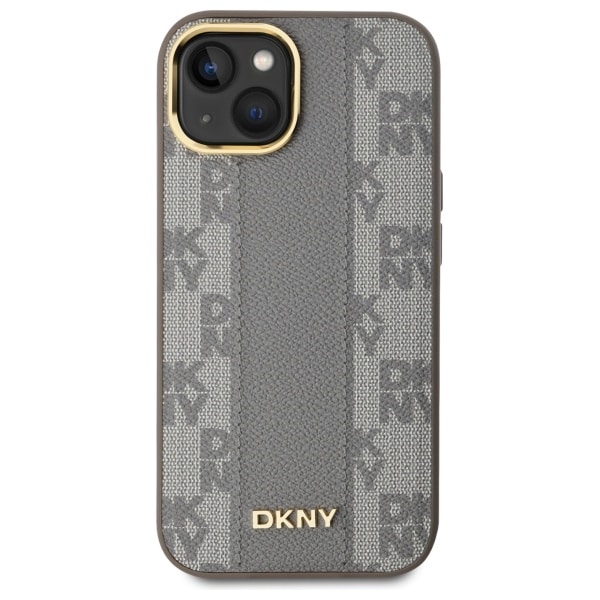 DKNY Nahka Checkered Mono Pattern MagSafe iPhone 15 Plus Case - Beige