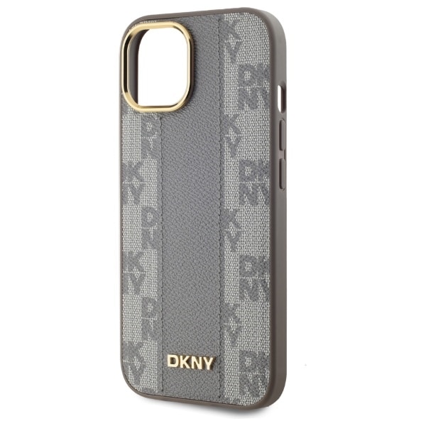 DKNY Nahka Checkered Mono Pattern MagSafe iPhone 15 Plus Case - Beige