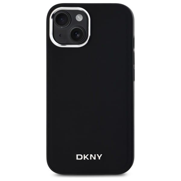 DKNY Plain Logo MagSafe iPhone 15 Plus Case - Musta